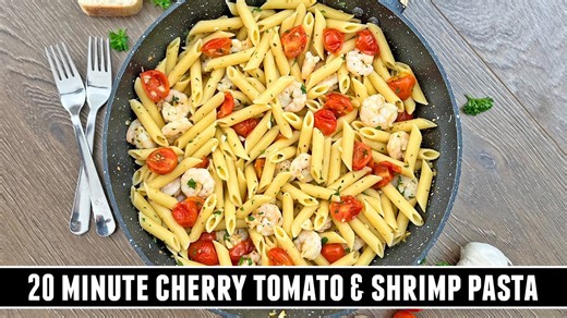 Pasta with cherry tomatoes & shrimp | Quick & easy recipe