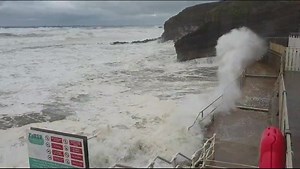 August storms. When the Pool is lost to the ocean. Powerful. Did you take a photo last night? Share below if you did. Thanks Lindsay Thorne for getting wet to film! #budeseapool #summerstorm | Bude Sea Pool