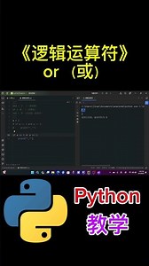 《逻辑运算符 or （或）》#python #python教学 #python编程 #python入门 #coding #基础代码