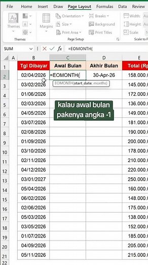 Rumus cari tanggal awal dan akhir bulan #excel #exceltips #exceltutorial #exceltricks