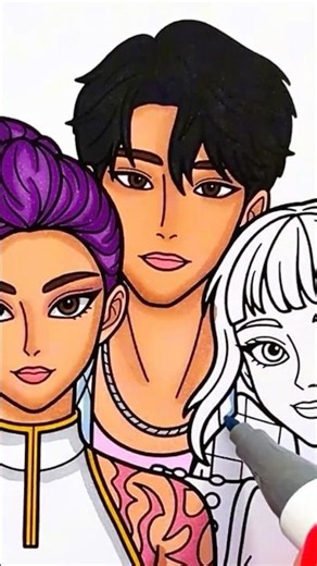 KPop Demon Hunters / How to Color Huntrix and Saja Boys #shorts