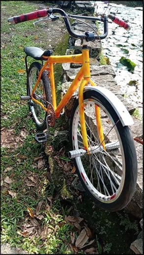 This orange color looks amazing on the bike #streetwheelie #bike #sidewheelie