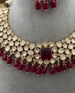 14 reactions | Original branded necklace #ruby #traditionalneckpiece #necklace #goldplated #goldplatedjewelry | NARIA Artificial jewelry | Facebook