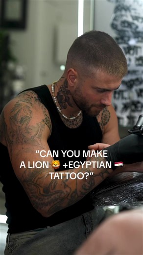 “Can You Make A Lion 🦁 Egyptian 🇪🇬 Tattoo?” #tattooideas #tattooartist | Daniel Silva Tattoo