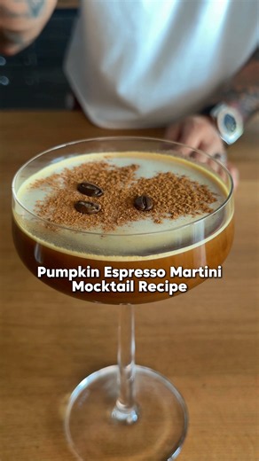Pumpkin Spice Espresso Martini Mocktail Recipe #coffee