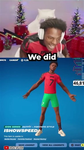 This Was When IShowSpeed FIRST Saw His Fortnite Icon Skin 😲
