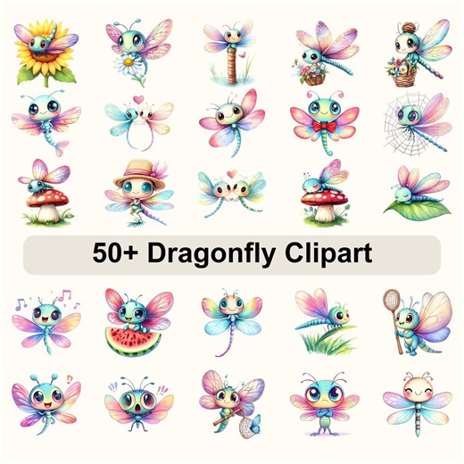 Dragonfly Clipart Bundle • Watercolor Dragonfly PNG • Nature Insect Illustration • Boho Rainbow Magical Garden Clipart • Digital Download - Etsy