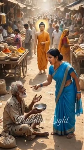 The Buddha Defends an Elderly Beggar Being Scolded in the Market 🙏🙏🙏 #buddhism #shorts