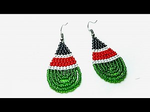 🇰🇪 DIY Kenyan Flag Brick Stitch + Fringe Beaded Earrings | Step-by-Step Beadwork Design
