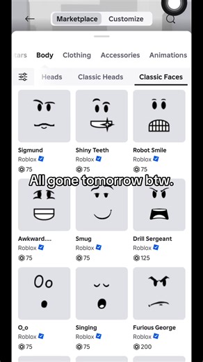 Mis caras clásicas de Roblox desde 2017