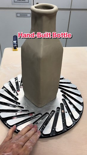 Hand-Built Clay Bottle with Squared Cylinder | DIY Pottery | Ceramics