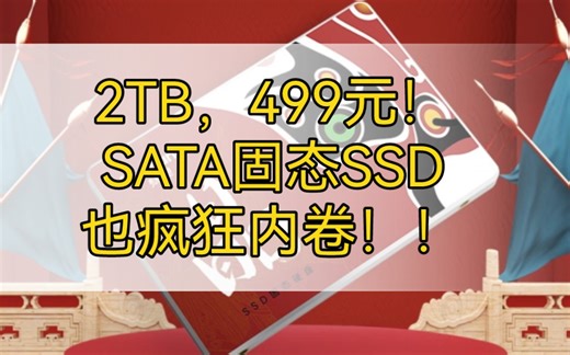 2TB，499元历史最低！SATA固态SSD，也疯狂内卷！！！