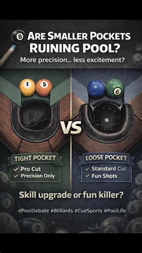 GK BILLIARDS - Live Stream Matches & Trick Shots | 🎱 Are Smaller Pockets Ruining Pool? Tighter pockets were meant to raise skill levels—but are they killing creativity and flow? Less... | Instagram
