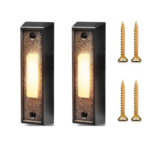 (2 pack) Betus LED Lighted Doorbell Button - Replacement Wired Doorbell Push Button for Most Door Bell Chimes (Black)