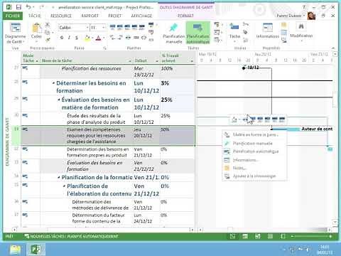 33 Suivre l'avancement des tâches sous ms project (planning)