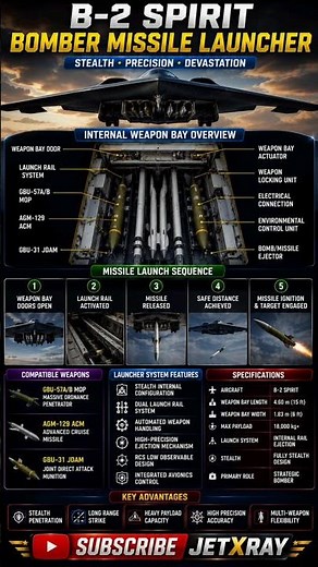 B-2 Spirit Bomber Missile Launcher Explained | Internal Weapon Bay & Launch System 🔥✈️ #Shorts