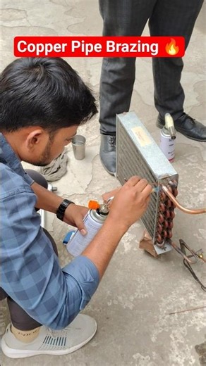 Copper Pipe Brazing Technique | HVAC Technician #shorts #brazing