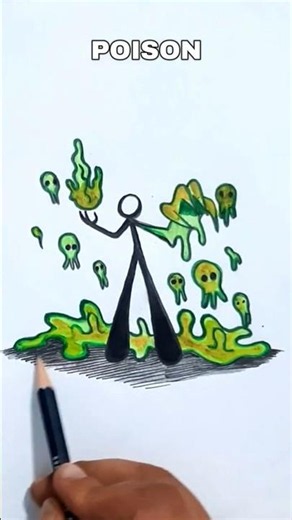Stickman Drawing with fire, water, air, earth, electricity, ice, poison, dark #drawing #sketch #art