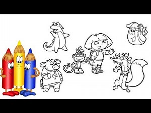 All characters Dora traveler.Coloring Pages For Children.learning.Art for kids.