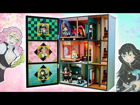 【鬼滅の刃】リカちゃんハウス❤️みつりとむいむいの刀鍛冶の里編のミニチュアドールハウスをDIY✨甘露寺蜜璃、時透無一郎、竈門炭治郎、玉壺の大きなお部屋を手作り工作🌼上限の鬼、鬼滅マンション🍭