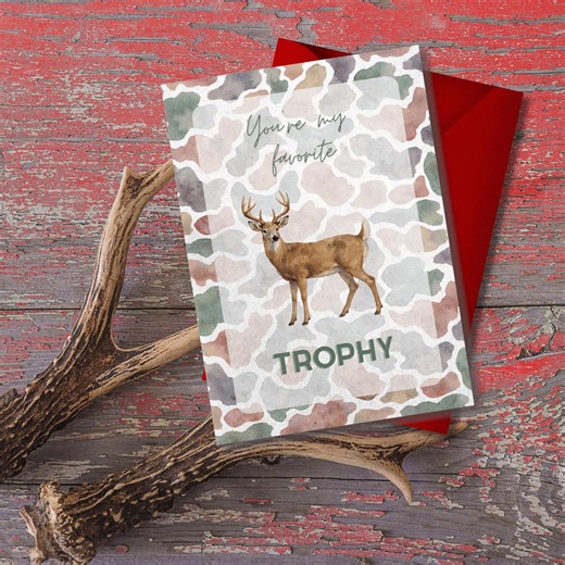 Hunting Valentines Day Card, Deer Trophy Digital Printable, Rustic Outdoors Love for Hunters - Etsy