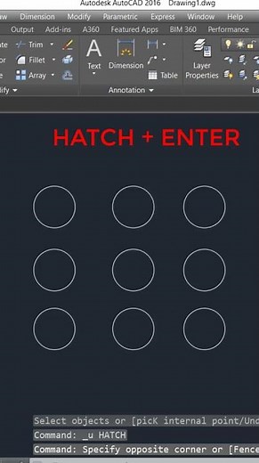AutoCAD Hatch Command Explained in 30 Seconds! 🔥 #Shorts