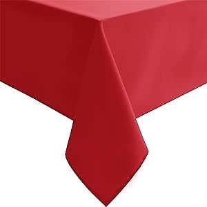 Hiasan Red Tablecloth Rectangle - Wrinkle Resistant and Waterproof Dining Room Washable Christmas Table Cloth, Polyester, 54 x 80 Inch