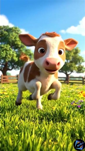 🐄🌸 Cute Baby Cow Eating Flowers – 3D Animation | Fun Kids Video | MSJ3DWorld #viral