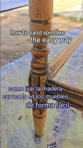 How to sand spindles/como lijar curvas en muebles #woodworking #sandigwood #diyfurnituremakeover