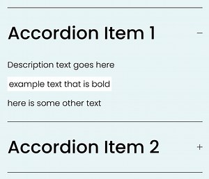 Formatting text inside of an accordion