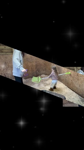 Muck out girls hard at work 🩷🩷