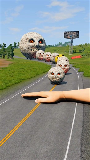 Big & Small Moon Cars vs Giant Hand Slap #24 - BeamNG.Drive