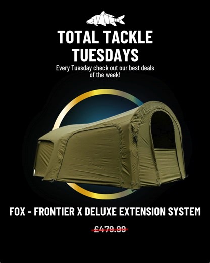 🎉 It's Total Tackle Tuesdays! 🎉🎣 For the next 24 hours only, grab the Fox - Frontier X Deluxe Extension System for just £199.99! 🛍️ 🔻 Once the clock hits 12pm tomorrow, this deal is gone for good. Don't miss out on these unbeatable prices! ⏰🔥 ✨ Available in-store and online ✨ ➡️ https://www.total-fishing-tackle.com/fox-frontier-x-deluxe-extension-system ⬅️ | Total Fishing Tackle
