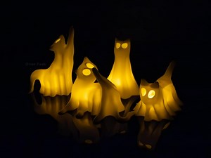 Ghost Cats With LED Tea Lights - Halloween Home Decor - Gifts for Cat Lovers - Office Desk Autumn Decor - 3D Printed Ghost Pet Night Light - Etsy