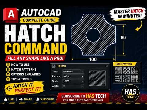 HATCH Command in AutoCAD | Complete Tutorial for Beginners #shorts