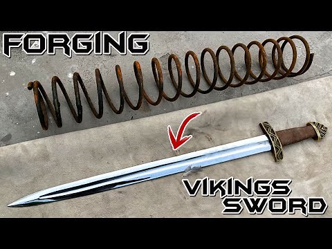 Forging a VIKING's Age SWORD out of Rusted Coil SPRING