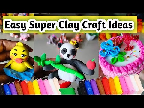 😱 Easy Super Clay Craft Ideas🌼🦆😍|How To Use Super Clay|🐼🐤 Cute Panda Making With Clay#diy#craft#art