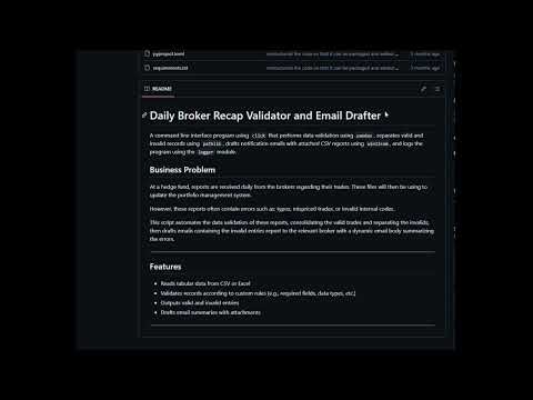 Python Automation Project - Daily Broker Recap Report Validation and Email Drafting
