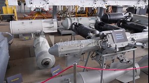 Soviet general purpose air-dropped bomb with a high-explosive warhead, different types, avia hangar. BETAB-500, ofab 250-270 bomb, RBK-500 bomb, MBD3-U6-68 Multiple Bomb Rack.