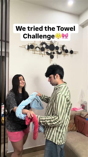 We tried the Viral Towel Challenge and he did this!😤😭🥰#viralchallenge#couplecomedy#funnycouple
