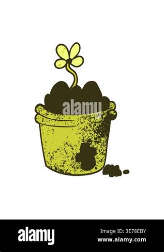 changing color animation of cartoon flower pot