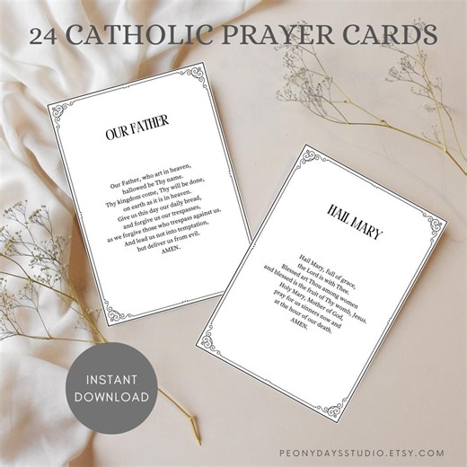 24 Popular Catholic Prayer Cards | Printable Catholic | Minimalist Design (PDF Download A4/US Letter) - Etsy