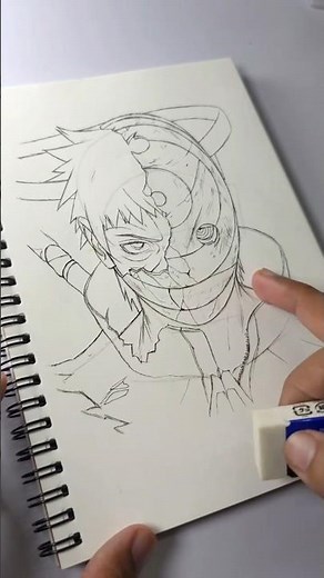 Draw Obito Uchiha Step by Step | Easy Anime Drawing Tutorial#ObitoUchiha #NarutoDrawing #shorts