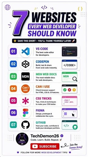 7 Websites Every Web Developer Must Know! 🚀 Save this before you forget! 💻