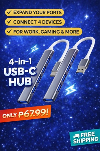 4-in-1 USB Port Hub for Tablets and More