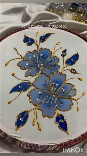 Easy Silk painting 🌼🌼#youtubeshorts #fabricart#silkart