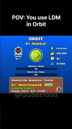 Pov you use LDM in Orbit in Geometry Dash
