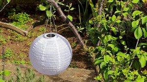 Tissue ball shaped lamp on solar batteries