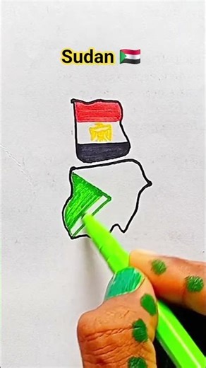 Draw Flag Map of Sudan 🇸🇩 #sudan #flag #drawing