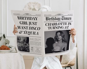 Birthday Newspaper Template, Custom News Paper, for Photoshoot, the Birthday Times, Canva Digital Download, Editable Invitation Card, 378 - Etsy
